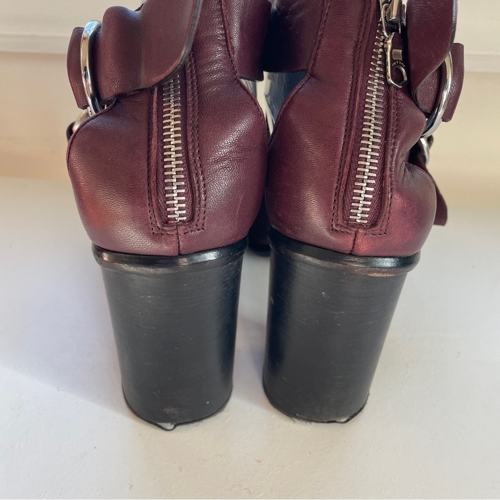 Rag & Bone Burgundy Leather Sandal Kora Block Heel Adjustable Straps 9.5 39.5 - Picture 4 of 12